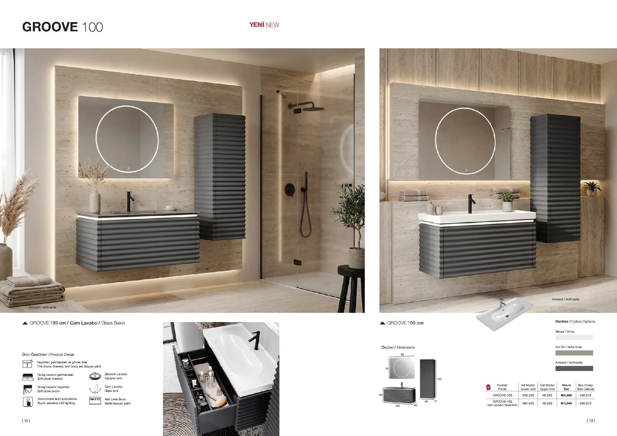 Groove ölçü, renk ve katalog fiyat tablosu