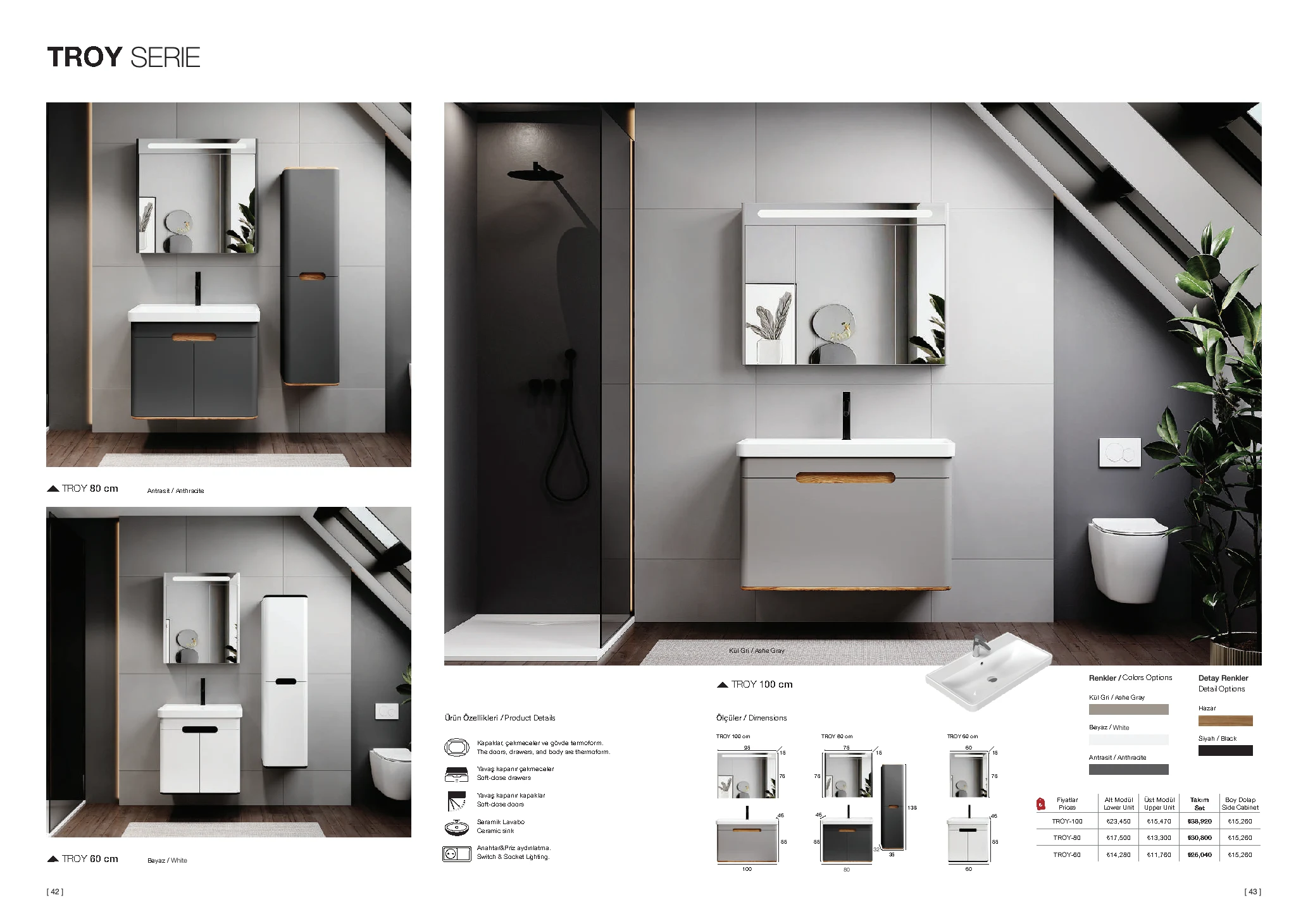 Troy ölçü, renk ve katalog fiyat tablosu
