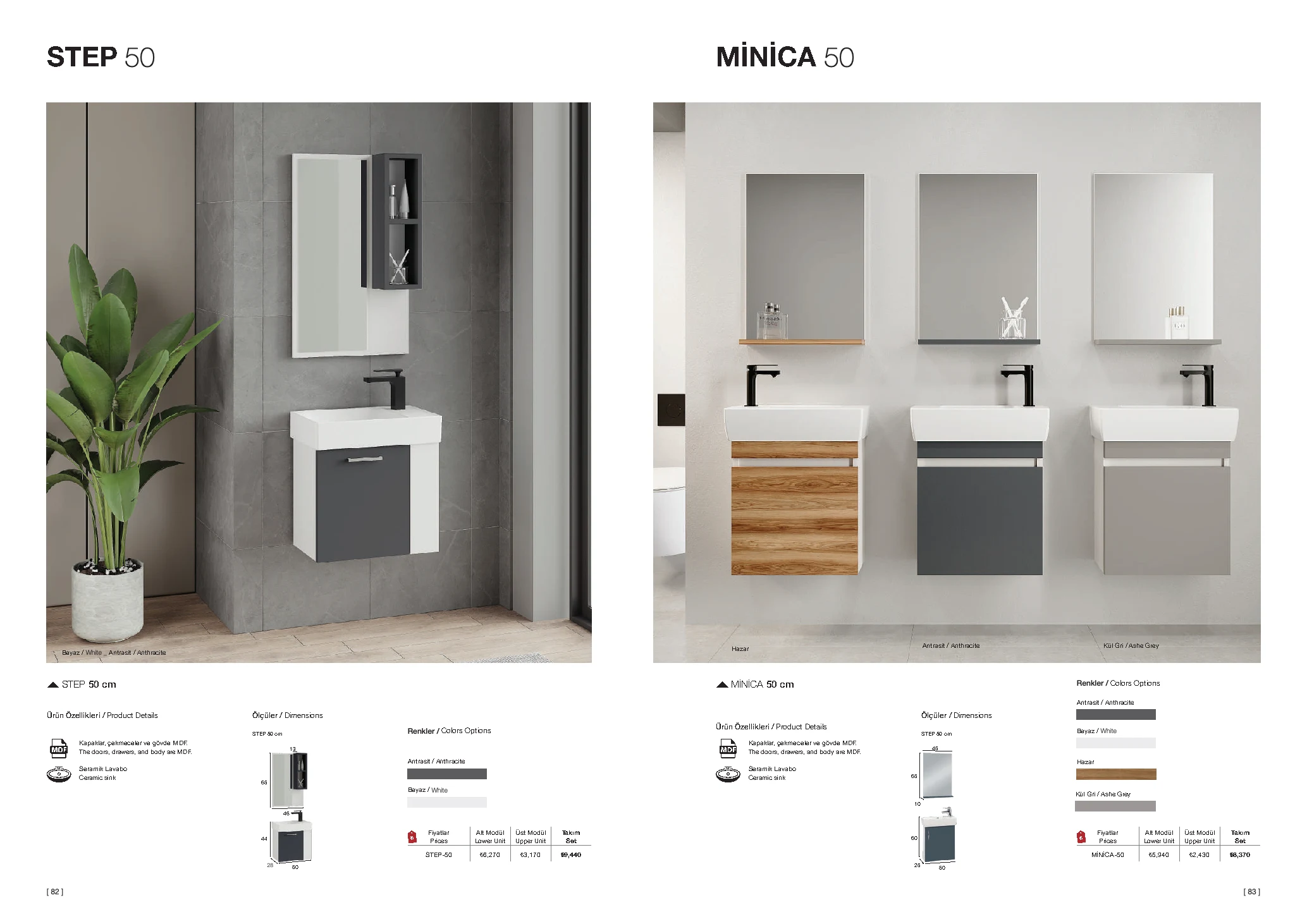 Minica ölçü, renk ve katalog fiyat tablosu