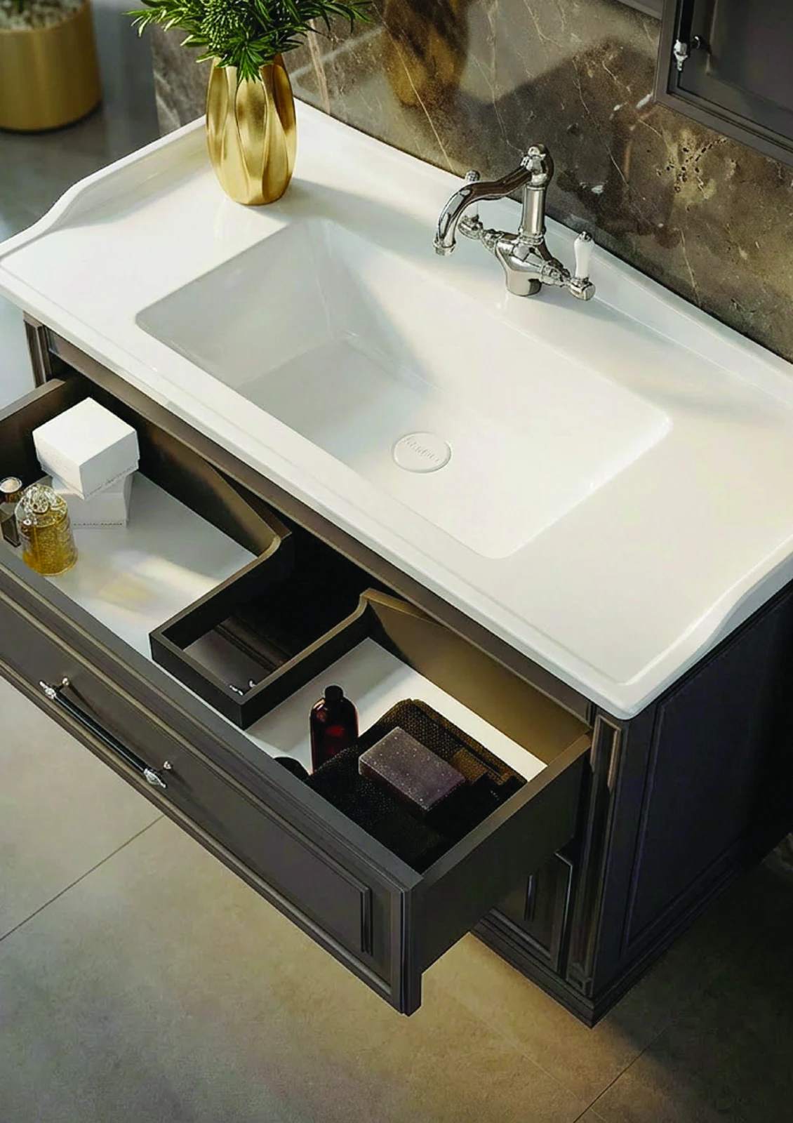 Denko çekmece ve lavabo detayı